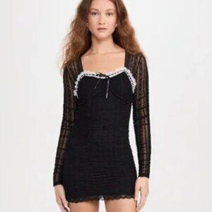 LoveShackFancy  Evangelina Black Stretch Lace Mini Dress M NWT $295